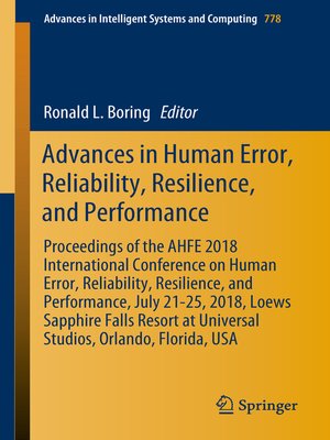 cover image of Advances in Human Error, Reliability, Resilience, and Performance